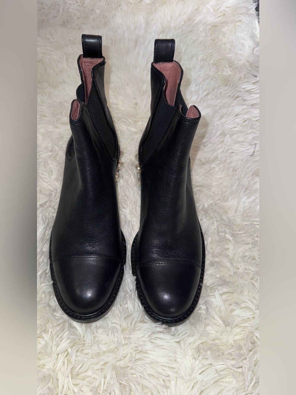 Black Leather Chelsea Boots for Women
